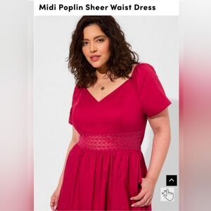 Torrid Midi Poplin Sheer Waist Dress